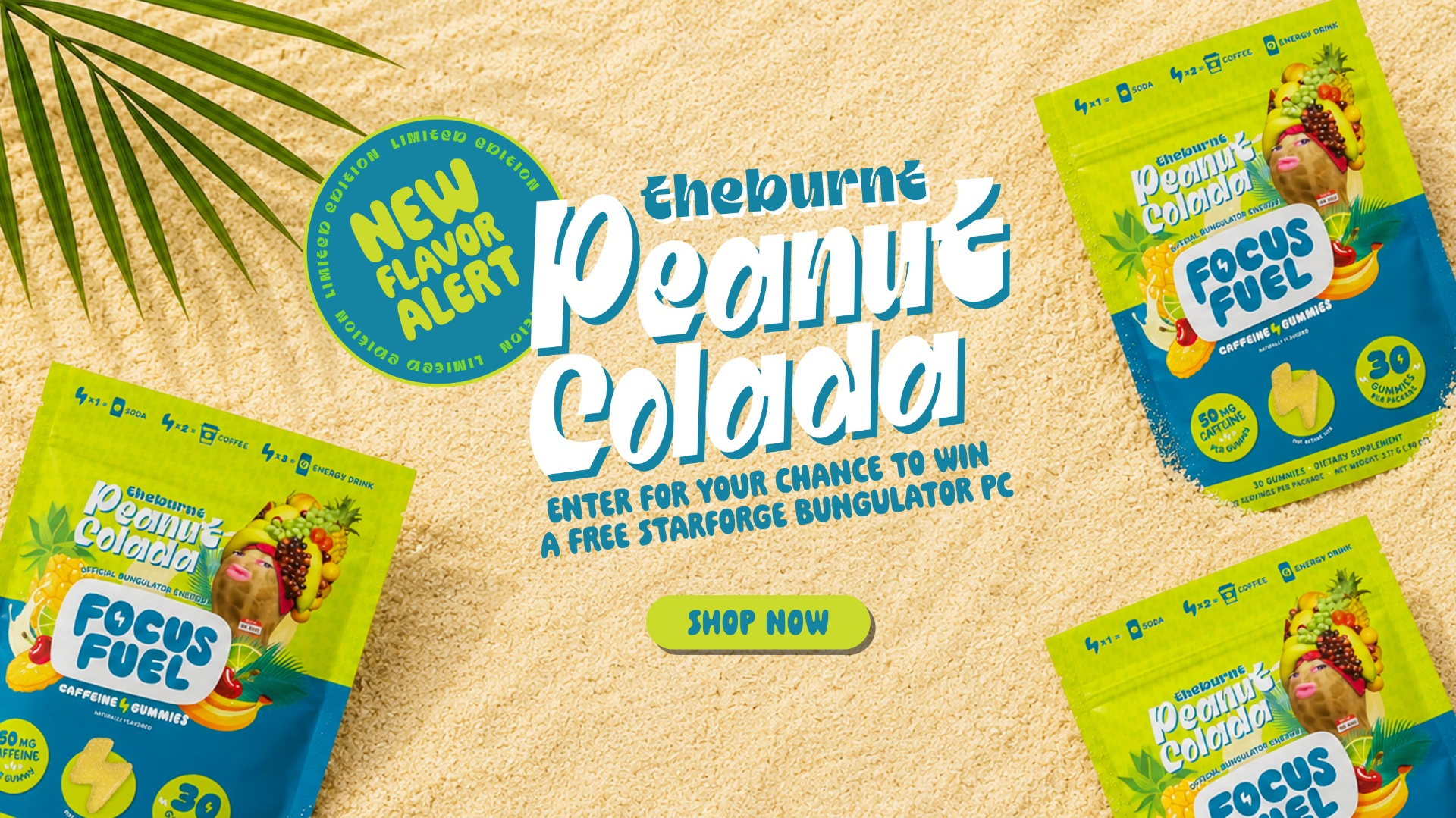 FocusFuel Peanut Colada — limited edition tropical caffeine gummies